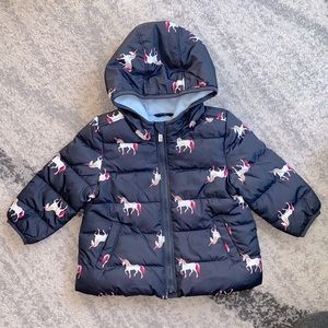 Old Navy Unicorn Puffer Toddler Coat